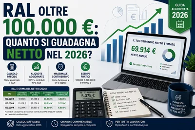 RAL oltre 100.000 euro: quanto si guadagna netto nel 2026